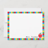 Lehrer Apple & farbenfrohe Blöcke Niedlich Station Mitteilungskarte (Vorderseite)