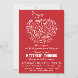 Lehrer Apple Rentirement Party Einladung - Red