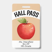 Lehrer Apple Student Klasse Bad Hall Pass Ausweis (Front)