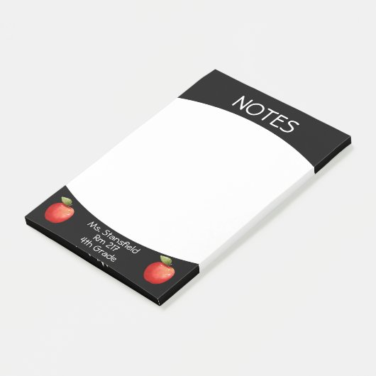 Lehrer Apple Student Klasse Grundschule Post-it Klebezettel (angewinkelt)