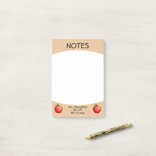 Lehrer Apple Student Klasse Grundschule Post-it Klebezettel (Auf Schreibtisch)