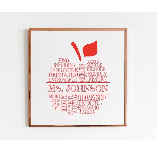 Lehrer-Apple-Typografie mit Lehrernamen Poster