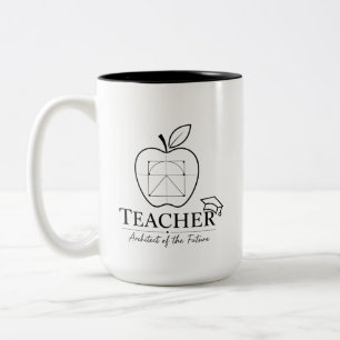 Lehrer Architekt Apfel Bauplan Zweifarbige Tasse