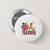 Lehrer Art Apple A Plus Lehrer Button (Vorne & Hinten)