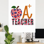 Lehrer Art Apple A Plus Lehrer Poster (Heimbüro)