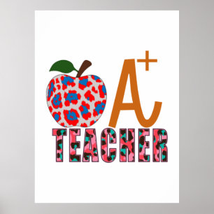 Lehrer Art Apple A Plus Lehrer Poster