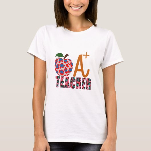 Lehrer Art Apple A Plus Lehrer T-Shirt (Vorderseite)
