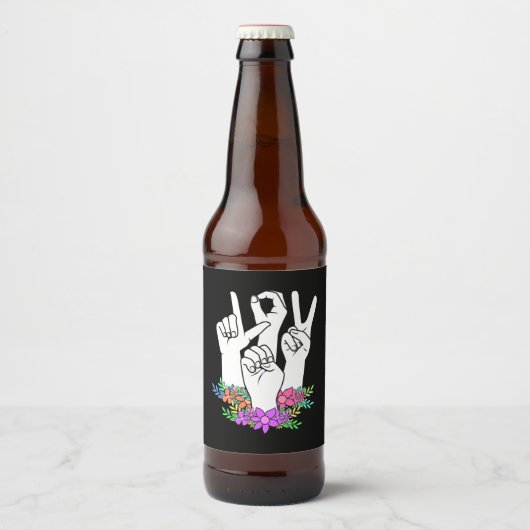 Lehrer ASL Handzeichen Bierflaschenetikett (Vorderseite)