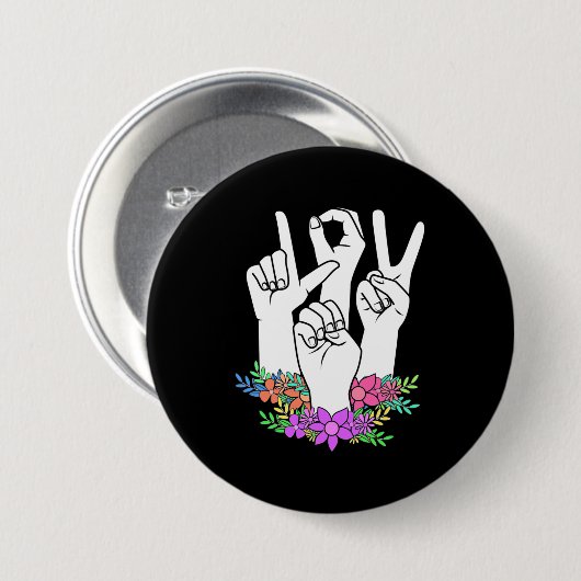 Lehrer ASL Handzeichen Button (Vorne & Hinten)