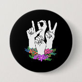 Lehrer ASL Handzeichen Button (Vorderseite)
