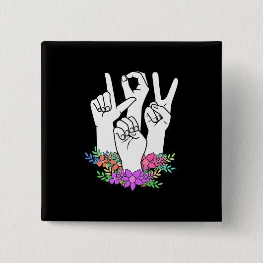 Lehrer ASL Handzeichen Button (Vorderseite)