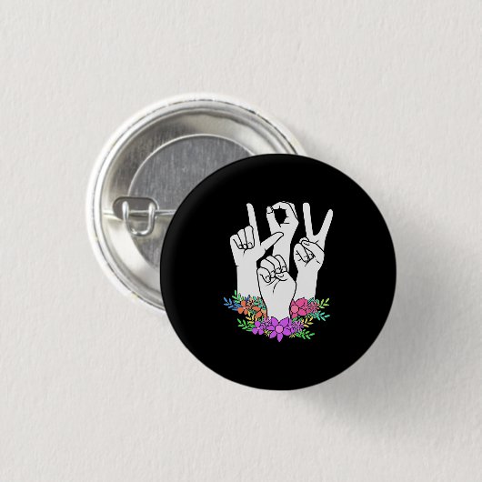 Lehrer ASL Handzeichen Button (Vorne & Hinten)