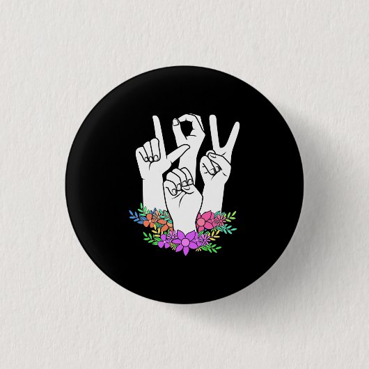 Lehrer ASL Handzeichen Button (Vorderseite)
