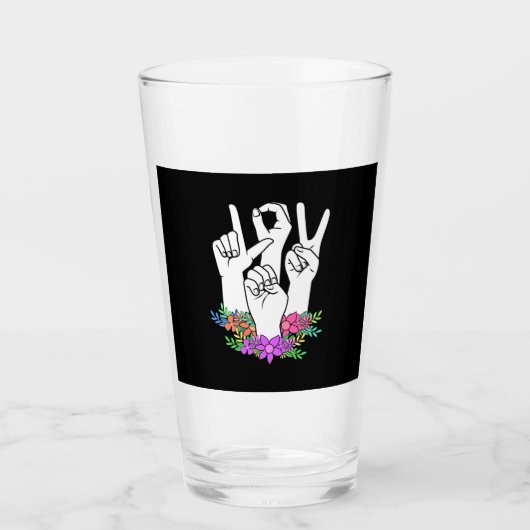Lehrer ASL Handzeichen Glas (Vorderseite)