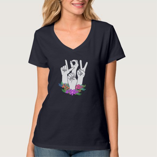 Lehrer ASL Handzeichen T-Shirt (Vorderseite)