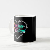 Lehrer Assistant Heart Word Cloud Watercolor Kaffeetasse (Vorderseite Links)