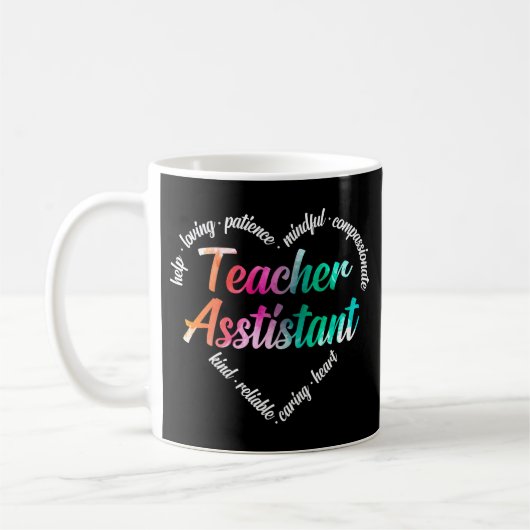 Lehrer Assistant Heart Word Cloud Watercolor Kaffeetasse (Links)