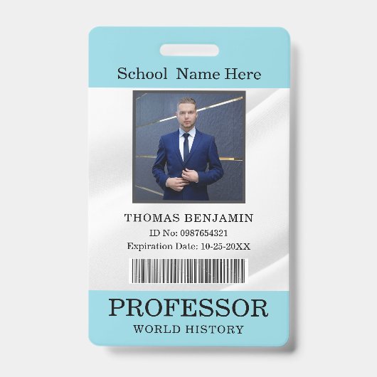 Lehrer Ausweis Name Schule Vorlage Foto Abzeichen (Vorderseite)
