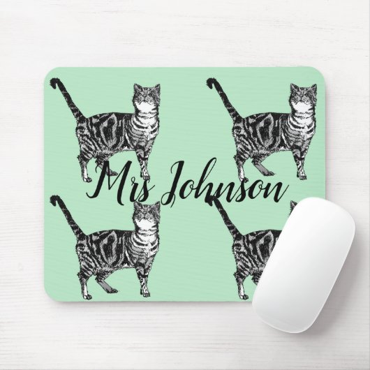 Lehrer benennen Tabby Cat Computer Mouse Mat Pad Mousepad (Mit Mouse)