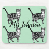 Lehrer benennen Tabby Cat Computer Mouse Mat Pad Mousepad (Vorne)