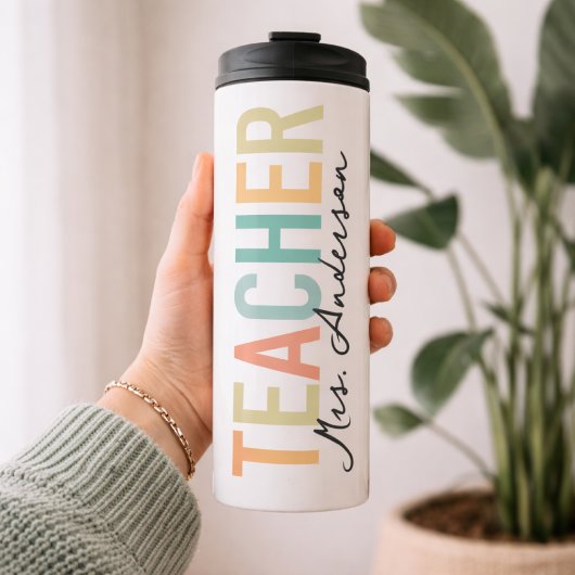 Lehrer | Benutzerdefinierter Bunter Lehrer Name Ab Thermosbecher