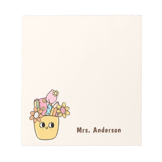 Lehrer Bewertung Boho Floral Pen Fall Custom Notizblock (Vorderseite)