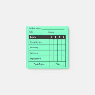 Lehrer Bewertung Rubric Klassenarbeit Grüne Post i Post-it Klebezettel