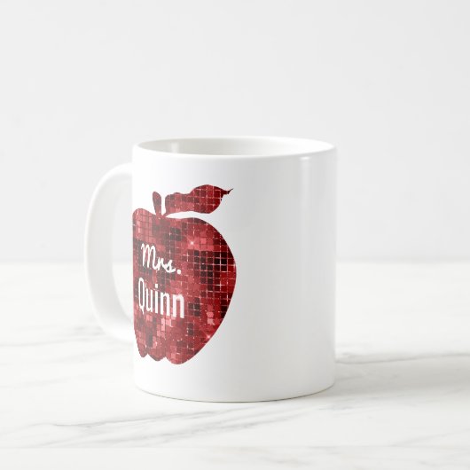 Lehrer-bezaubernder ImitatSequin roter Apple Kaffeetasse (Vorderseite Links)