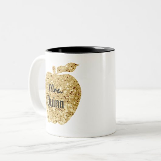 Lehrer-bezauberndes Imitatsequin-Gold Apple Zweifarbige Tasse (Vorderseite Links)
