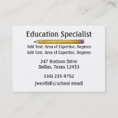 Lehrer/Bildung-Visitenkarte durch SRF Visitenkarte (Rückseite)