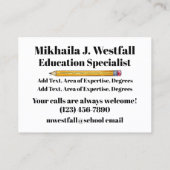 Lehrer/Bildung-Visitenkarte Visitenkarte (Rückseite)