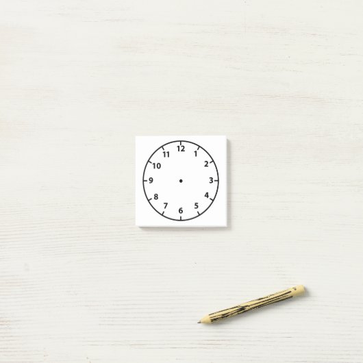 Lehrer Blank Clock Face Lehrhilfe Post-it Klebezettel (Auf Schreibtisch)