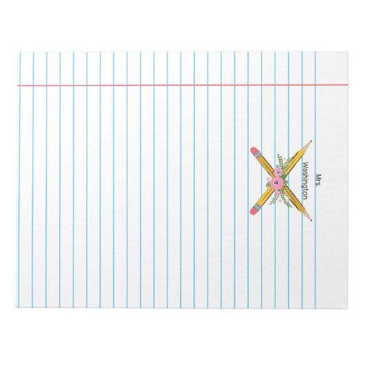 Lehrer Blumenstifte Notebook-Papierstreifen Notizblock (Vorderseite)