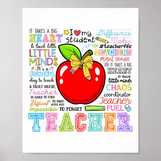Lehrer Bow Bleistift Apfel Lustig Ck Zur Schule Le Poster (Vorne)