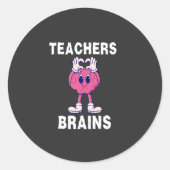 Lehrer Brains Funny Cartoon Lehrer Wertschätzung Runder Aufkleber (Vorderseite)