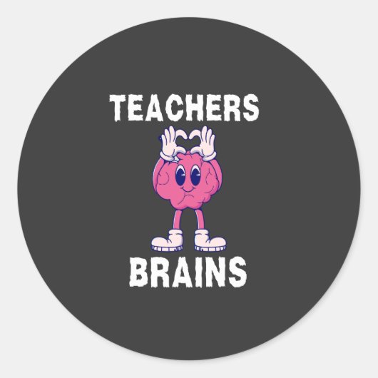 Lehrer Brains Funny Cartoon Lehrer Wertschätzung Runder Aufkleber (Vorderseite)