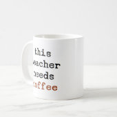 Lehrer braucht Kaffee Kaffeetasse (Vorderseite Links)