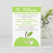 Lehrer Brautparty Einladung - Green Apple & Ring (Stehend Vorderseite)