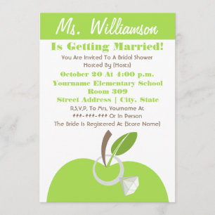 Lehrer Brautparty Einladung - Green Apple & Ring