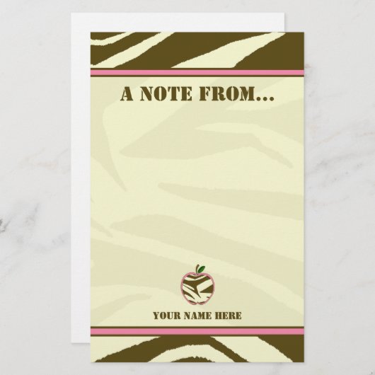 Lehrer-Briefpapier - Brownzebra-Druck Apple Briefpapier (Vorne/Hinten)