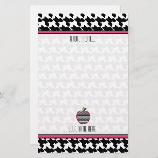 Lehrer-Briefpapier - Hahnentrittmuster Apple Briefpapier (Vorne/Hinten)