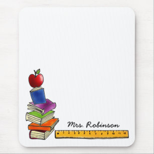 Lehrer-Buch-Stapel mit Apple-Monogramm Mousepad