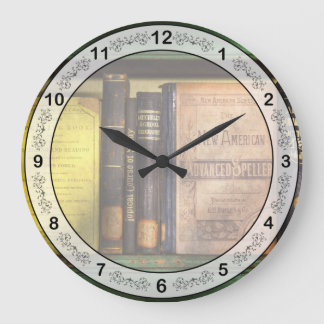 Lehrer - Bücher, die Sie in der Schule benutzen Große Wanduhr