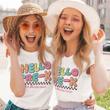 Lehrer bunter Retro Pre-k T - Shirt