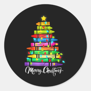 Lehrer Buntstift Frohe Weihnachten Baumlichter Sch Runder Aufkleber