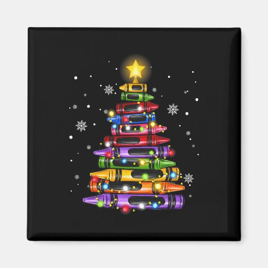 Lehrer Buntstift Weihnachtsbaum Lichter Schüler Sc Magnet (Vorne)
