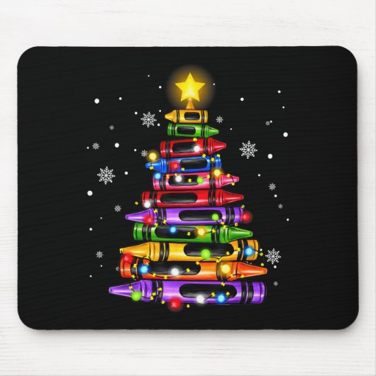 Lehrer Buntstift Weihnachtsbaum Lichter Schüler Sc Mousepad (Vorne)