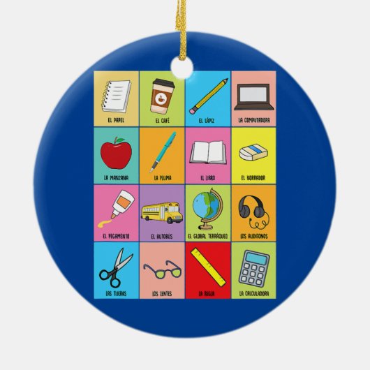 Lehrer Cards Spanischer Lehrer Zweisprachige Bildu Keramik Ornament (Hinten)