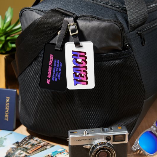 Lehrer Cartoon Stil Personalisiert Gepäckstück Tag Gepäckanhänger (Vorderseite & Rückseite)