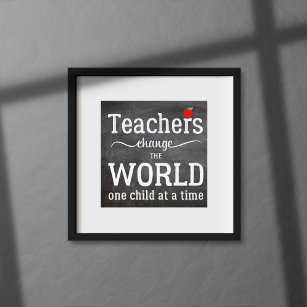 Lehrer chalkboard Skript zitieren mit rotem Apfel Poster
